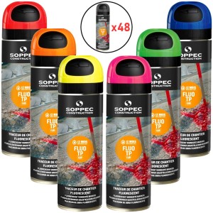 Farba do znakowania FLUO T.P. mix kolorów 500 ml 48 szt. SOPPEC