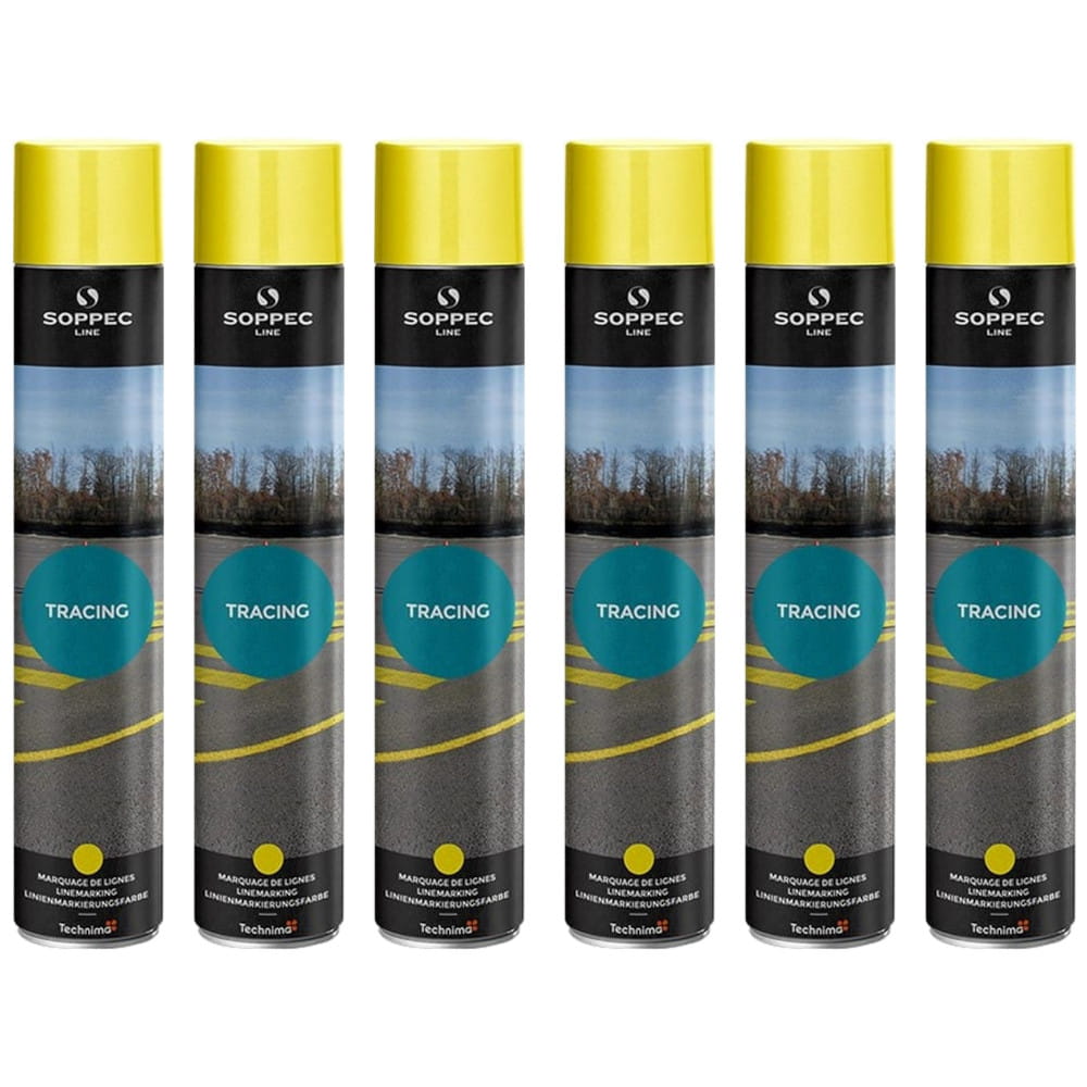SOPPEC TRACING Farba geodezyjna do malowania linii żółta 750ml 6szt.