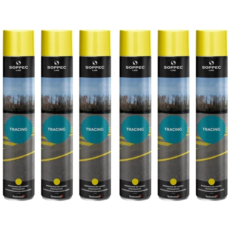 SOPPEC TRACING Farba geodezyjna do malowania linii żółta 750ml 6szt.