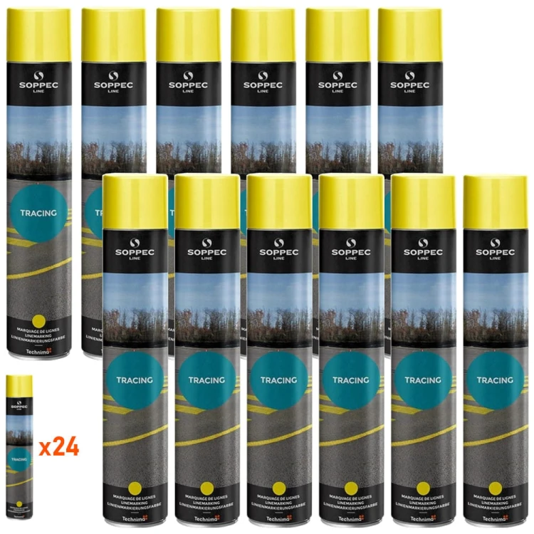 SOPPEC TRACING Farba geodezyjna do malowania linii żółta 750ml 24szt.