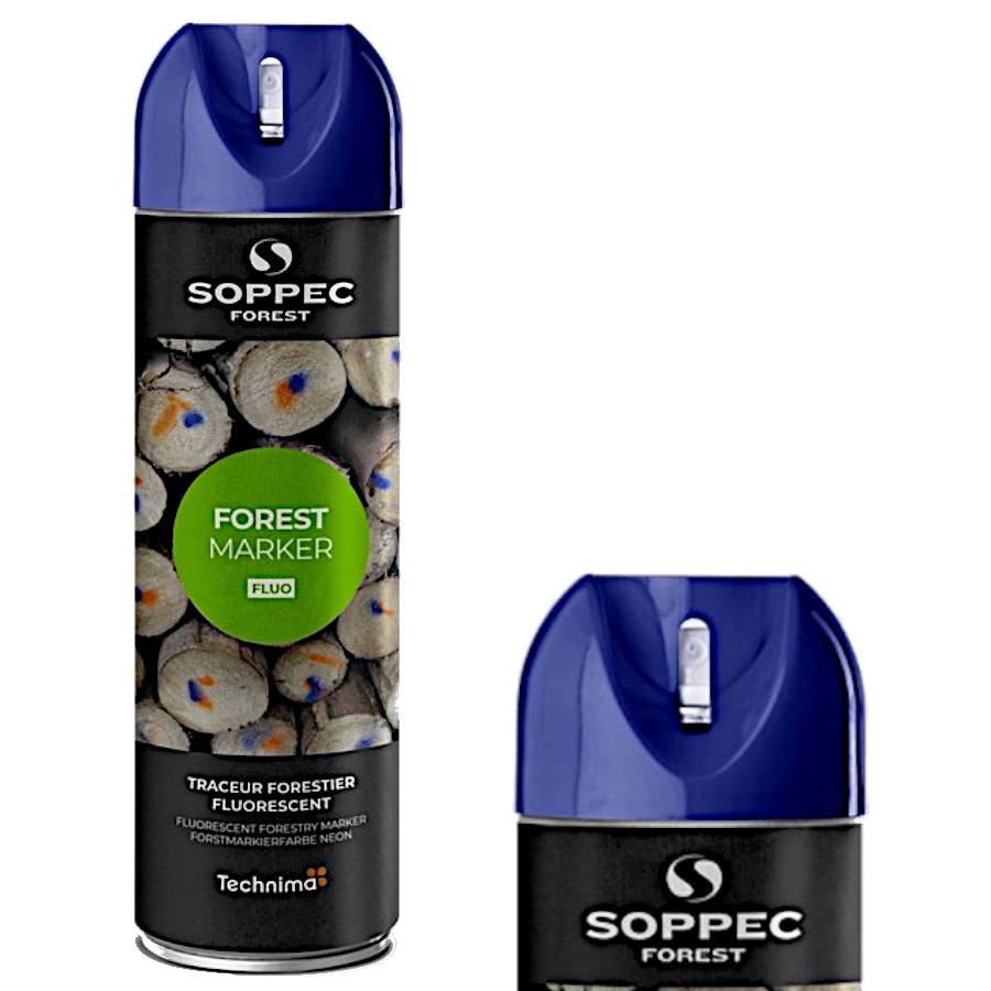 Farba spray niebieska do znakowania drzew Fluo Forest Marker 500ml Soppec 133019