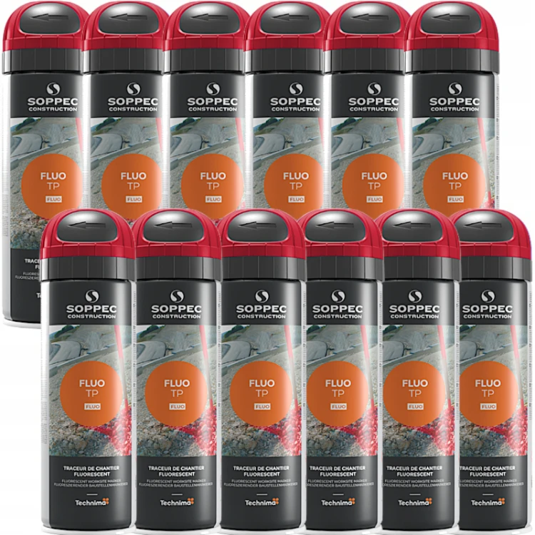 Farba do znakowania FLUO T.P. czerwona 500 ml 12 szt. SOPPEC