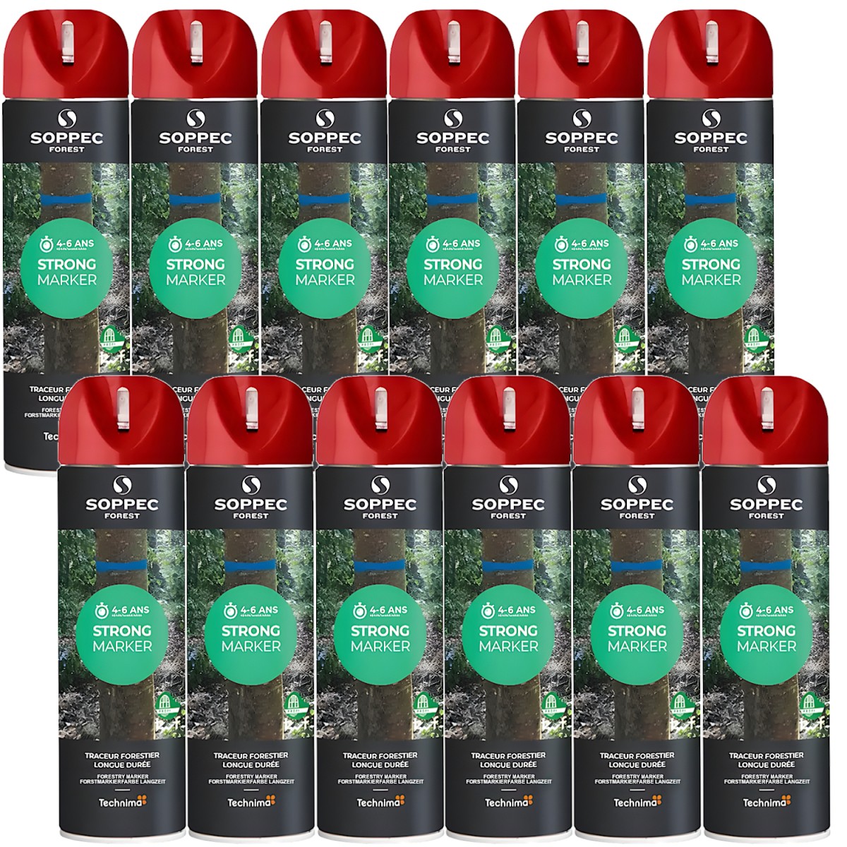 SOPPEC Spray do znakowania drzew drewna czerwony STRONG MARKER 12 x 500ml