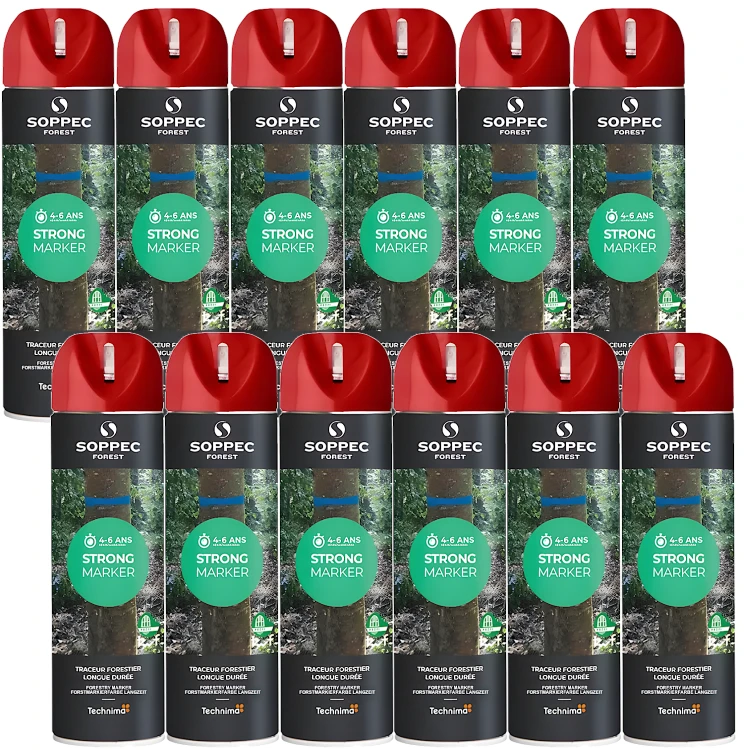 SOPPEC Spray do znakowania drzew drewna czerwony STRONG MARKER 12 x 500ml