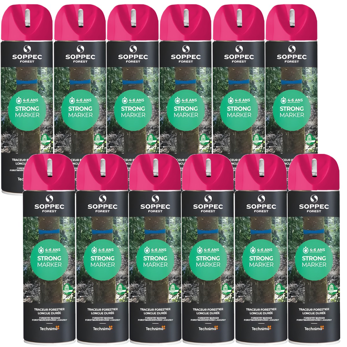 SOPPEC Spray do znakowania drzew drewna różowy STRONG MARKER 12 x 500ml