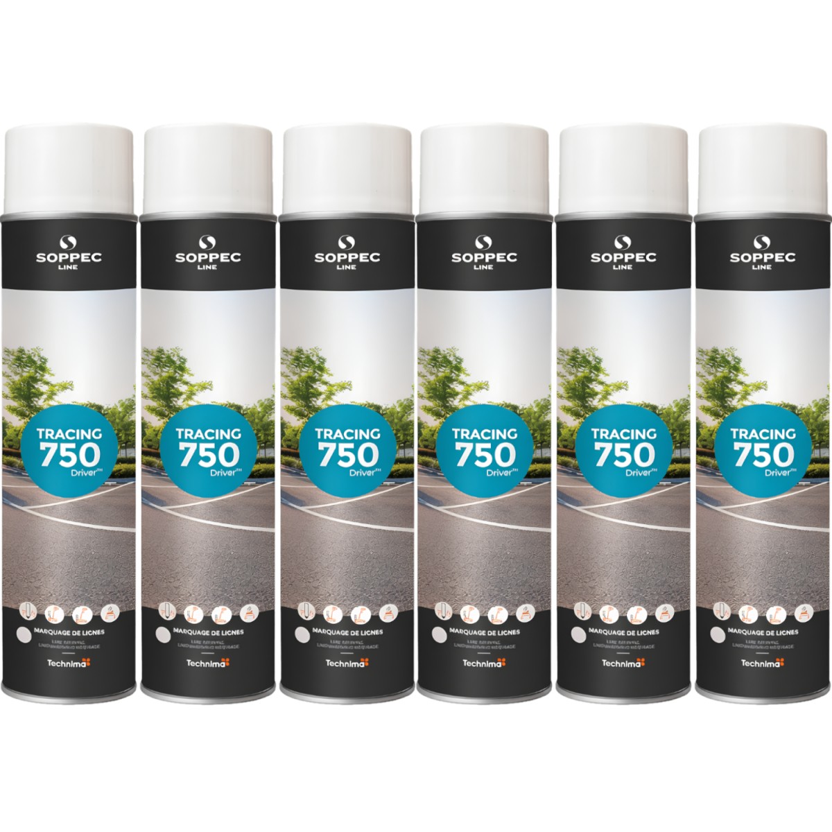 SOPPEC Farba spray do znakowania linii biała TRACING 750ml 151800 6szt.