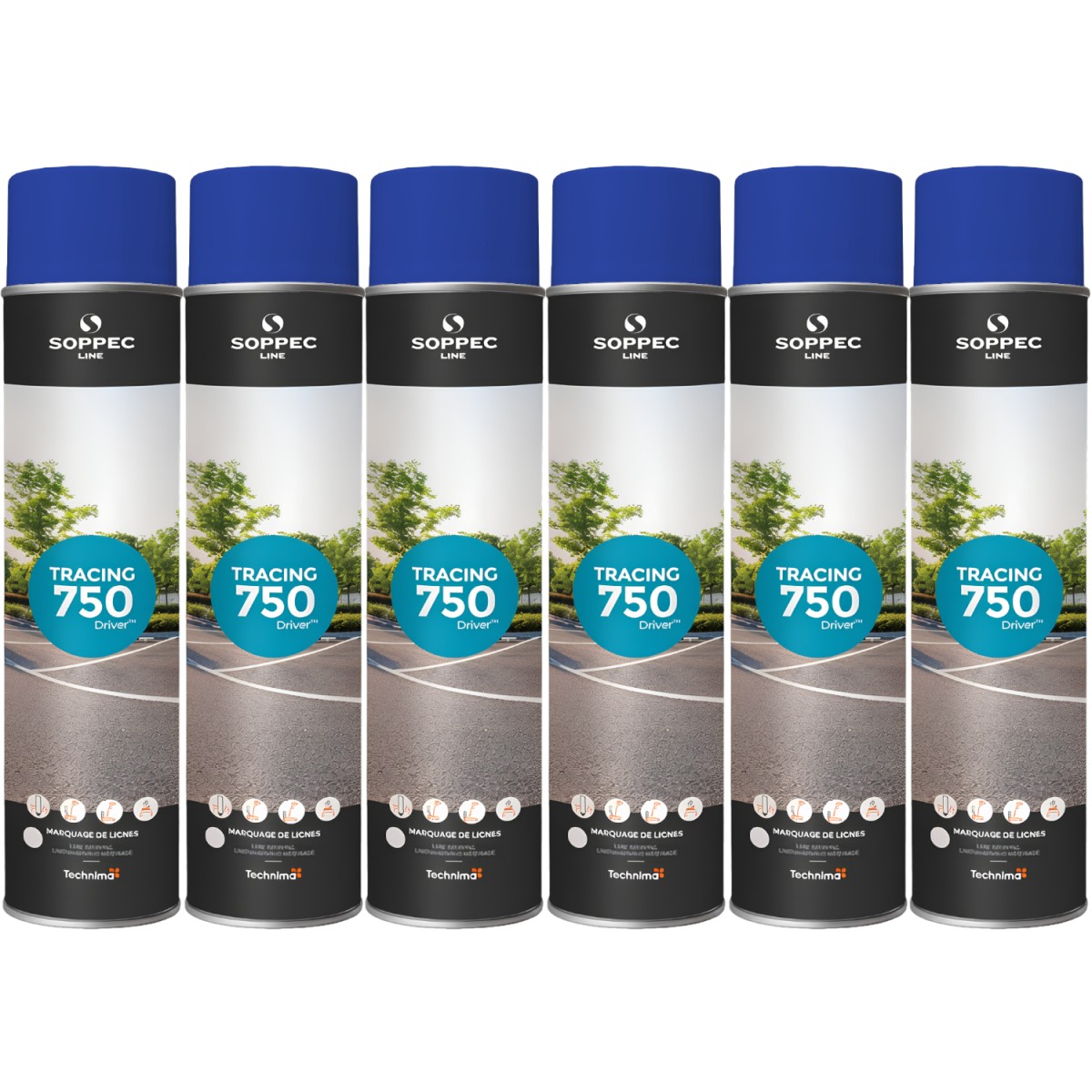 SOPPEC Farba spray do znakowania linii niebieska TRACING 750ml 151801 6szt.