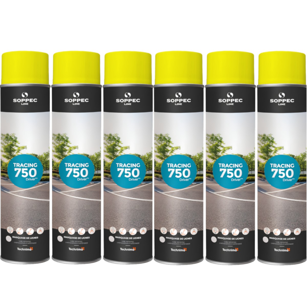 SOPPEC Farba spray do znakowania linii żółta TRACING 750ml 151802 6szt.