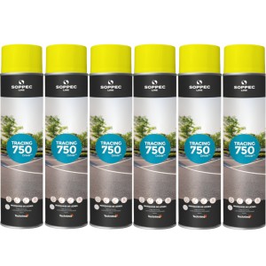 SOPPEC Farba spray do znakowania linii żółta TRACING 750ml 151802 6szt.