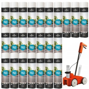 SOPPEC Farba spray do znakowania linii biała TRACING 750ml 151800 24 sztuki + wózek